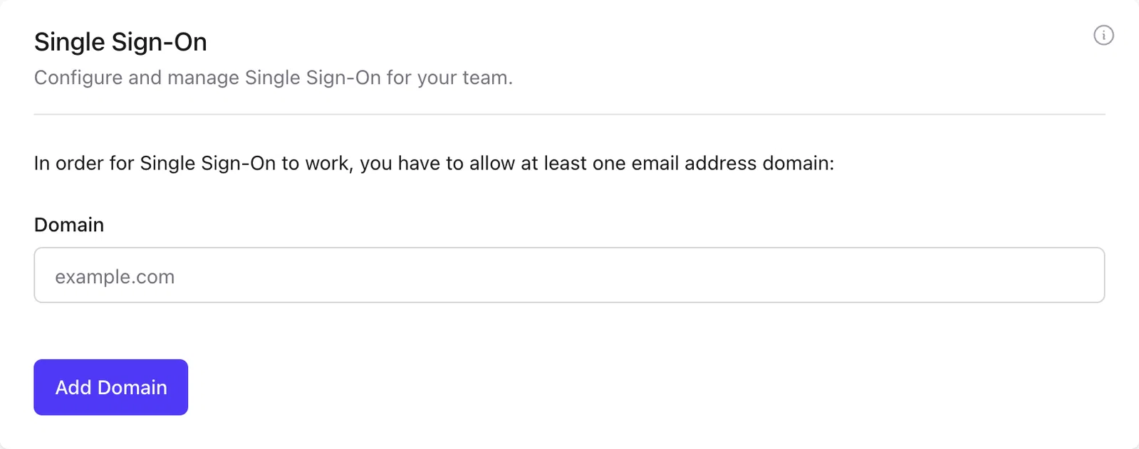 Plausible SSO form for adding an email domain